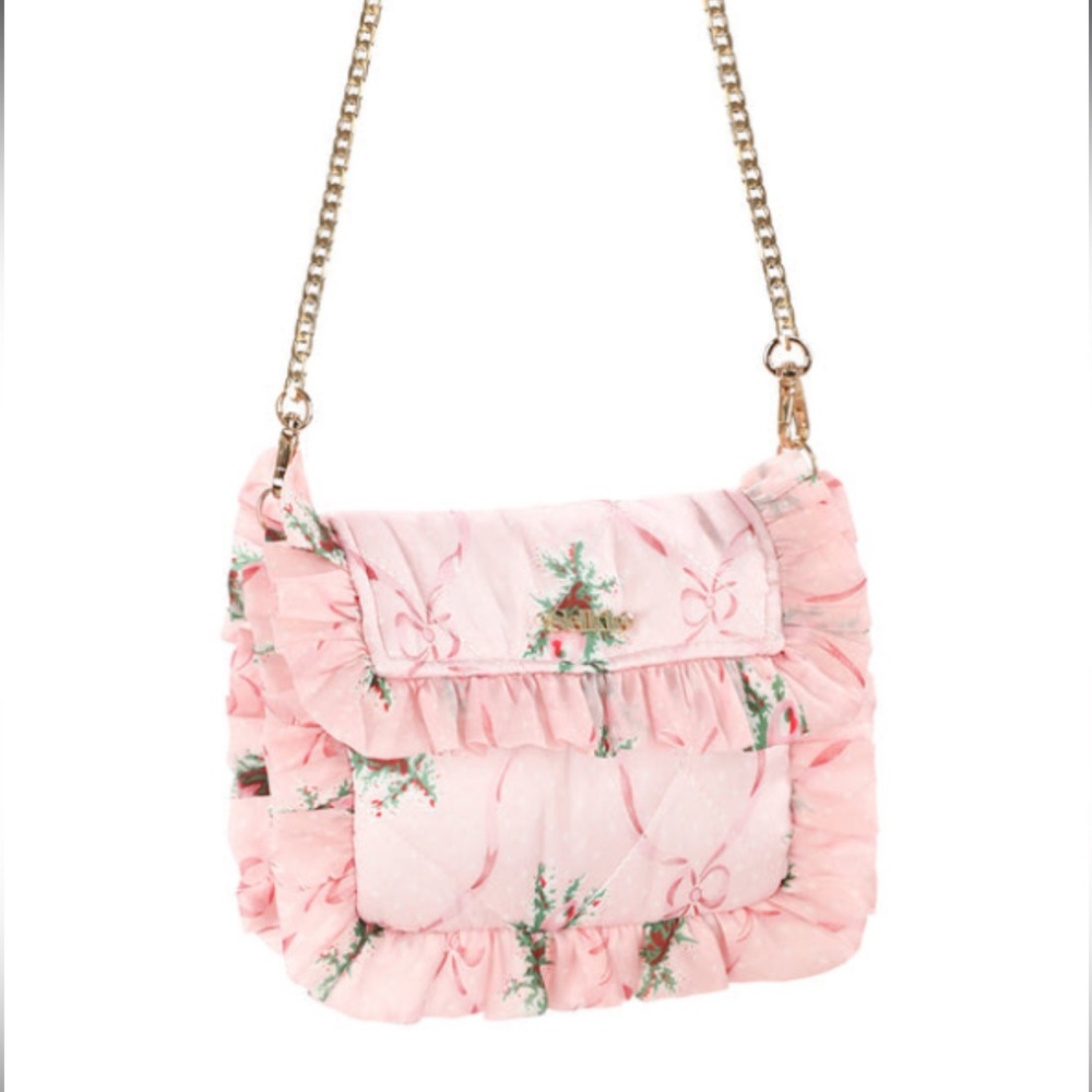SELKIE Silk Pink Flowers & Bows Micro Wallet Crossbody Bag NWT 🔖